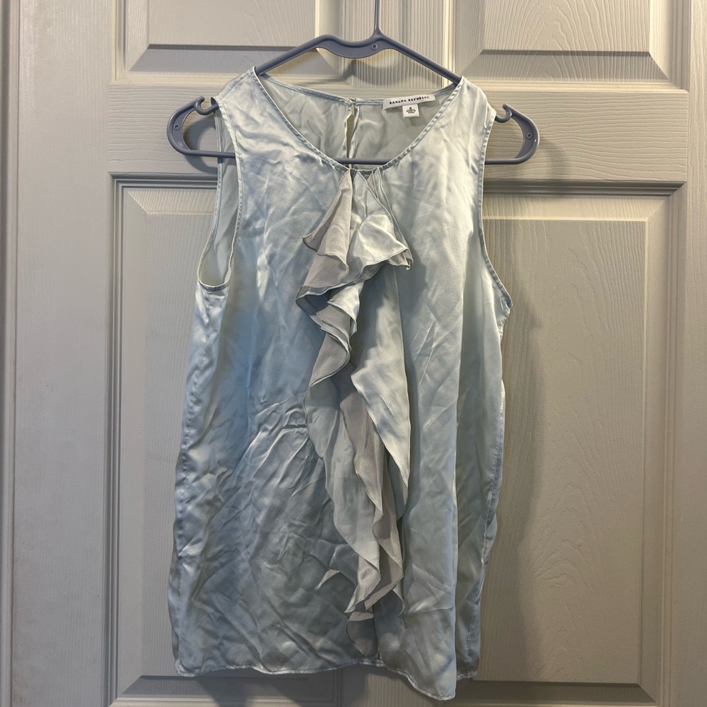 Banana Republic Sky Blue Ruffle Top